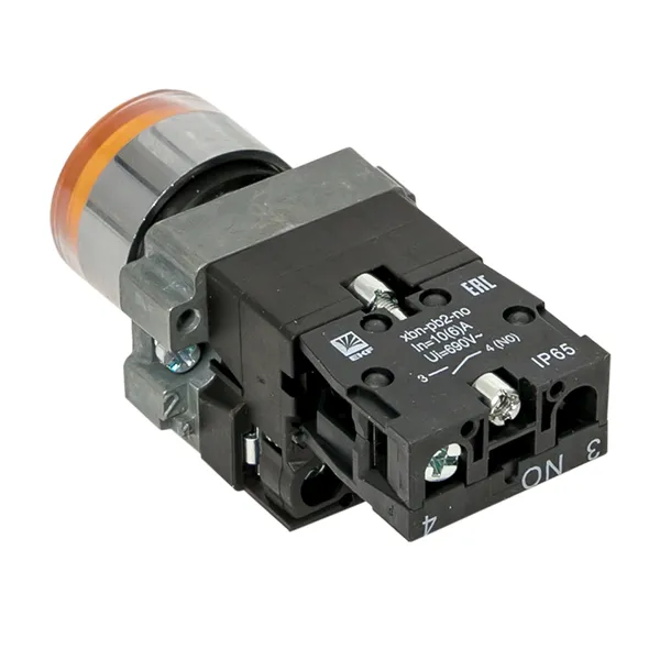 Кнопка BA51 с подсветкой 230В желтая NO IP65 EKF PROxima
