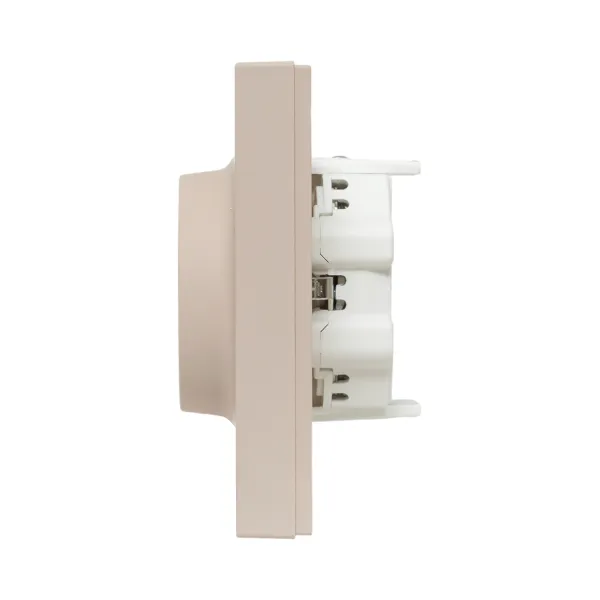 Механизм розетки двойной, 16А, с заземлением, без шторок, с рамкой, кремовый Эпика EKF