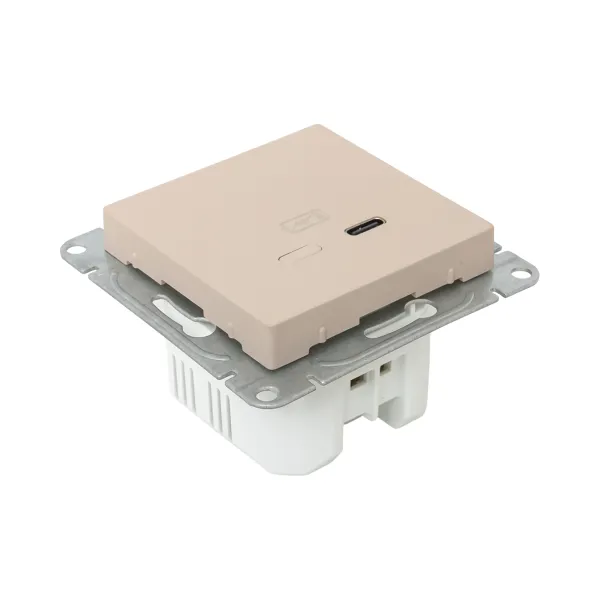 Механизм розетки USB-С, быстрая, кремовый Эпика EKF