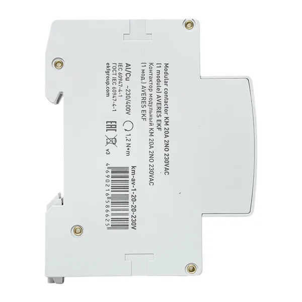 Контактор модульный КМ 20А 2NО 230VAC (1 мод.) AVERES EKF
