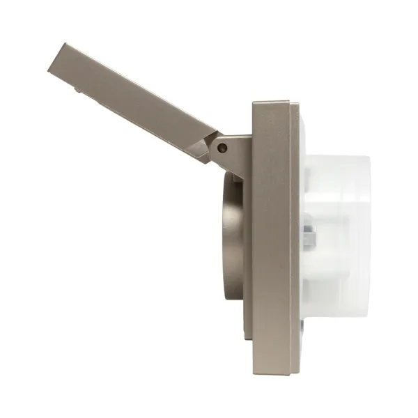 Механизм розетки двойной, 16А, IP44, с заземлением, со шторками, с рамкой, с крышками, шампань Эпика EKF