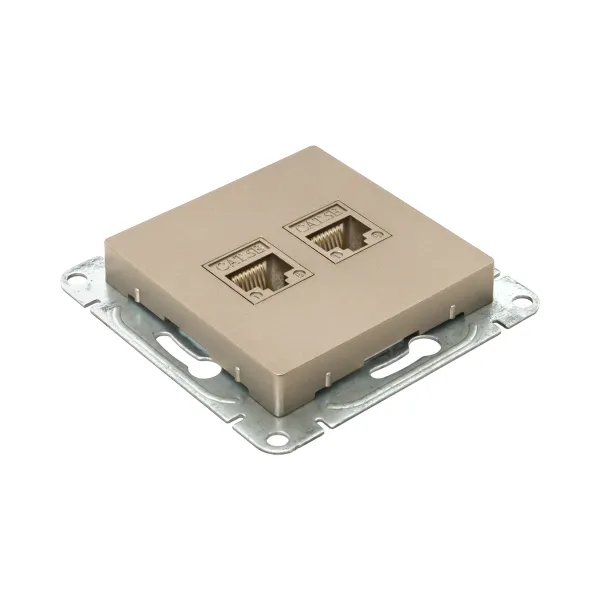 Механизм розетки RJ45 - 2шт, (cat5), шампань Эпика EKF