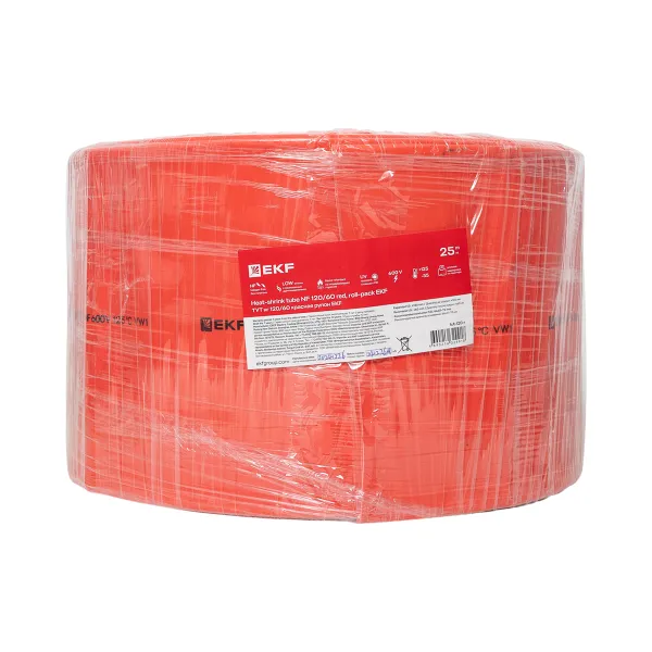Термоусаживаемая трубка ТУТ нг 120/60 красная рулон EKF PROxima