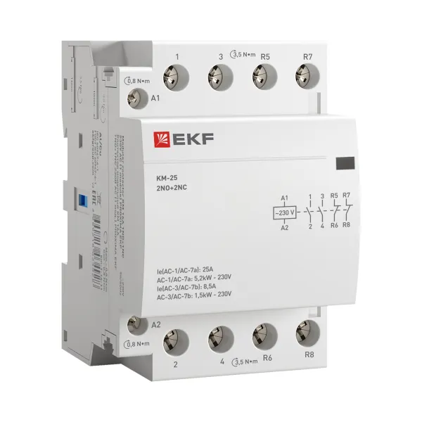 Контактор модульный КМ 25А 2NО+2NC (3 мод.) EKF PROxima