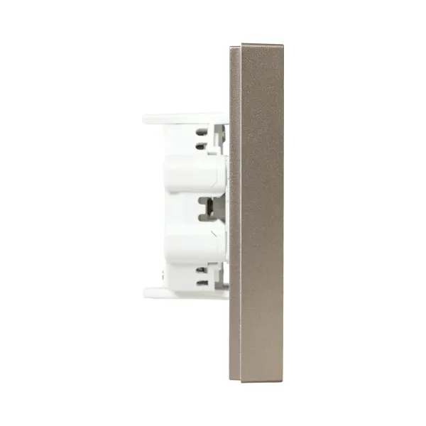 Механизм розетки двойной, 16А, без заземления, со шторками, с рамкой, шампань Эпика EKF