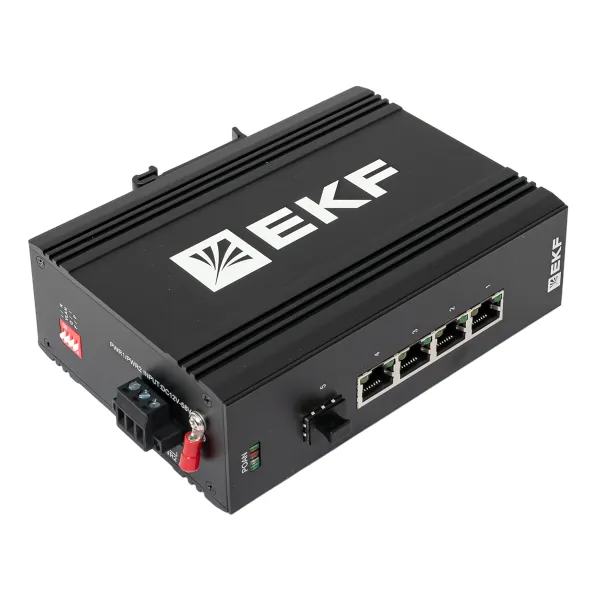 Промышленный неуправляемый коммутатор U-1GX/SFP-4GTP, 1 порт 1000Base-X SFP, 4 порта 10/100/1000Base-T(X) RJ45 c PoE, монтаж на динрейку TSX EKF