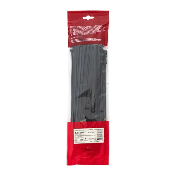 Хомут P6.6 стандартный (ч), 4.8x250 (100шт) FlexLock EKF