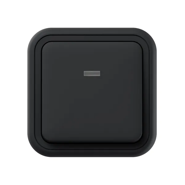 Выключатель, одноклавишный, проходной, с подсветкой, ОП, автоматические клеммы антрацит, Бронто EKF