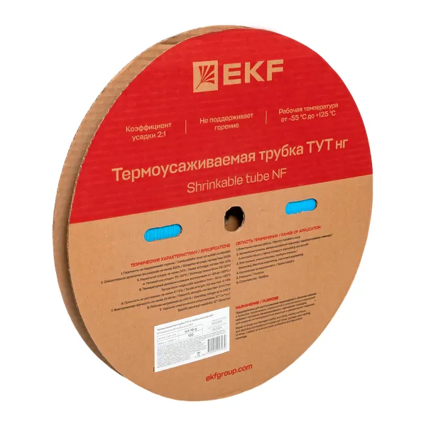 Термоусаживаемая трубка ТУТ нг 16/8 синяя рулон EKF PROxima