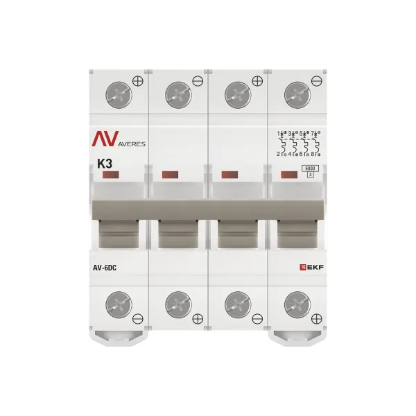Выключатель автоматический AV-6 DC 4P 3A (K) 6kA EKF AVERES