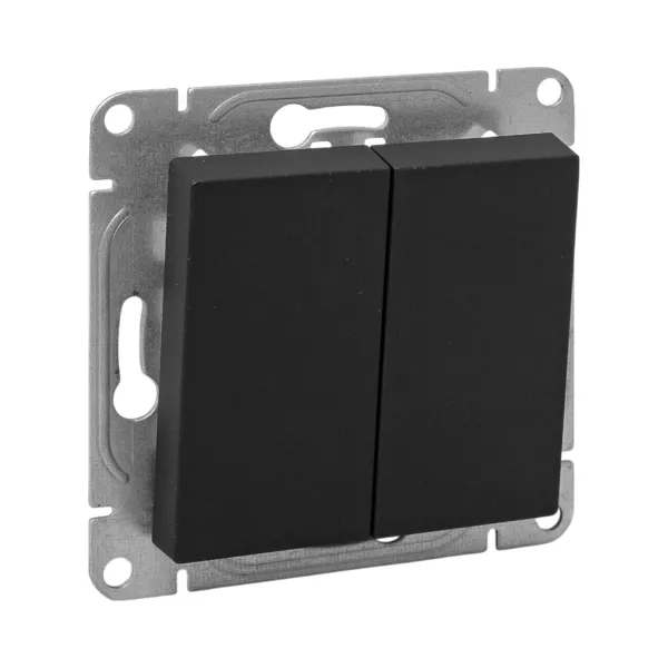 Механизм выключателя, двухклавишный, перекрёстный, чёрный Эпика EKF