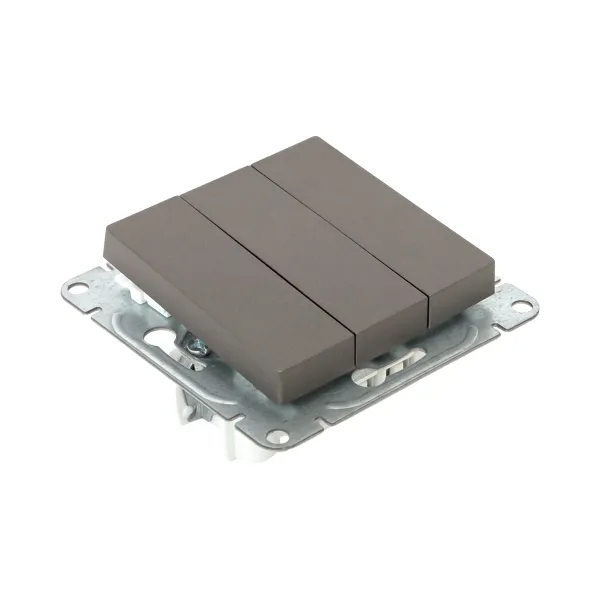 Механизм выключателя, трёхклавишный, мокко Эпика EKF