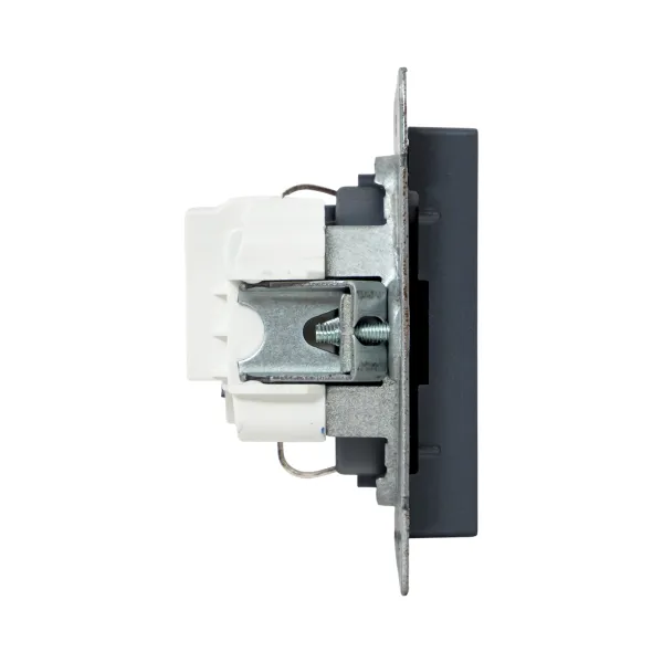 Механизм розетки, 16А, с заземлением, без шторок, графит Эпика EKF