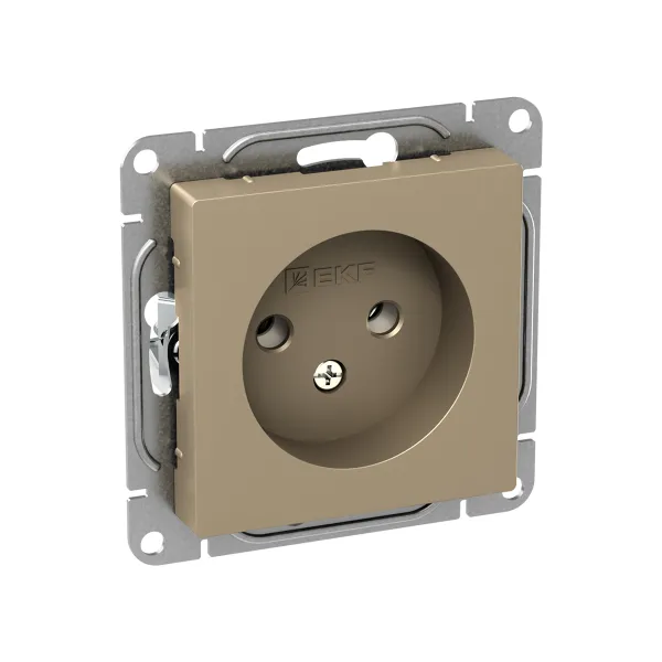 Механизм розетки, 16А, без заземления, без шторок, шампань Эпика EKF