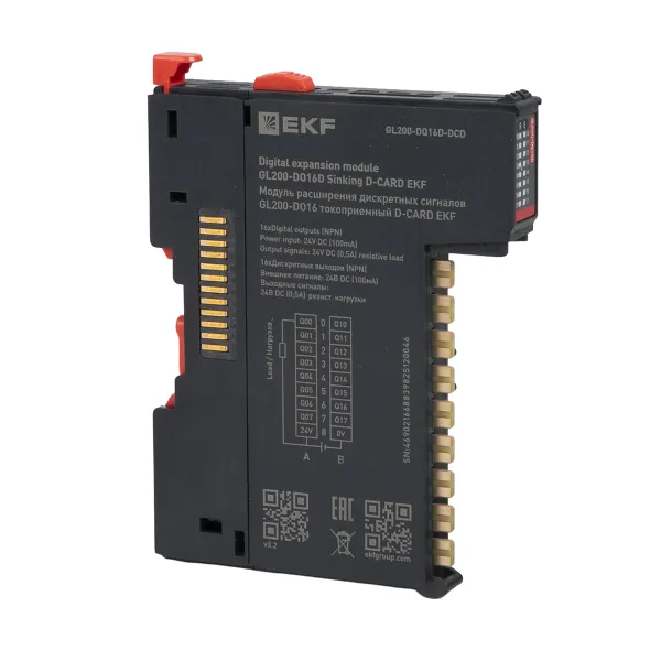 Модуль расширения дискретных сигналов GL200-DO16 токоприемный D-CARD EKF