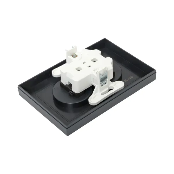 Механизм розетки двойной, 16А, без заземления, со шторками, с рамкой, графит Эпика EKF