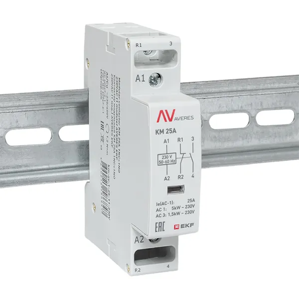 Контактор модульный КМ 25А 1NC+1NO 230VAC (1 мод.) AVERES EKF