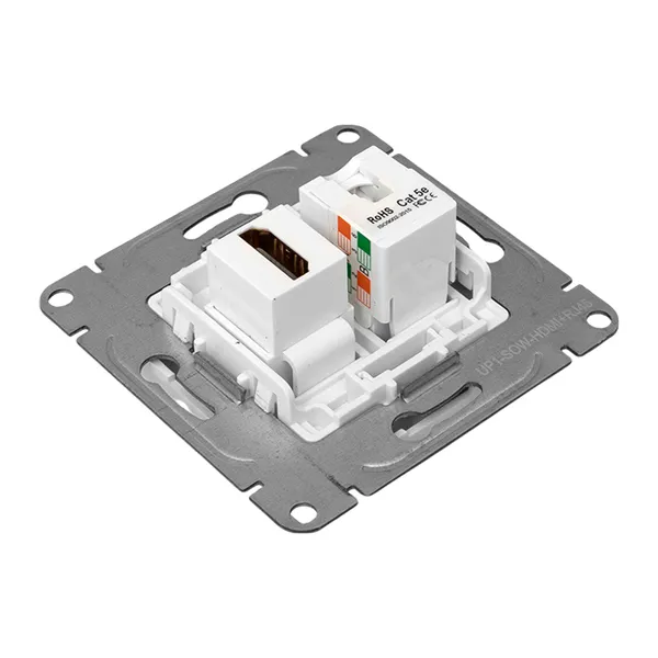 Механизм розетки HDMI+RJ45 (cat5), белый Эпика EKF