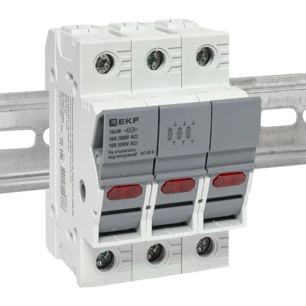 Предохранитель-разъединитель DF 10х38 3Р (тип ПВЦ) EKF