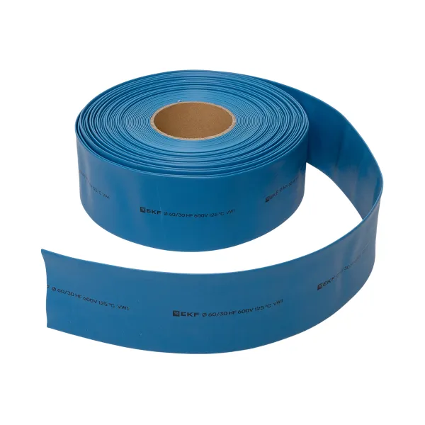 Термоусаживаемая трубка ТУТ нг 60/30 синяя рулон EKF PROxima