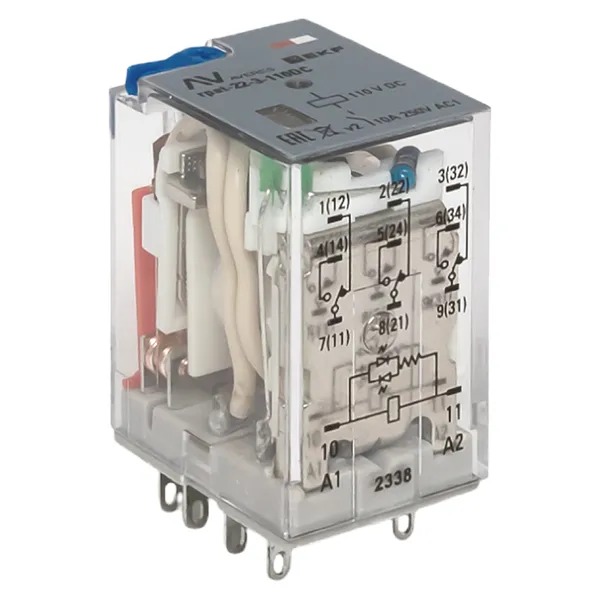 Реле промежуточное с кнопкой и мех. Индикацией RPAt 22/3 10A 110В DC EKF AVERES