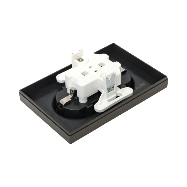 Механизм розетки двойной, 16А, с заземлением, без шторок, с рамкой, мокко Эпика EKF