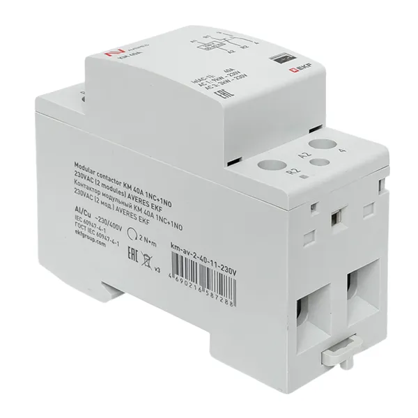 Контактор модульный КМ 40А 1NC+1NO 230VAC (2 мод.) AVERES EKF