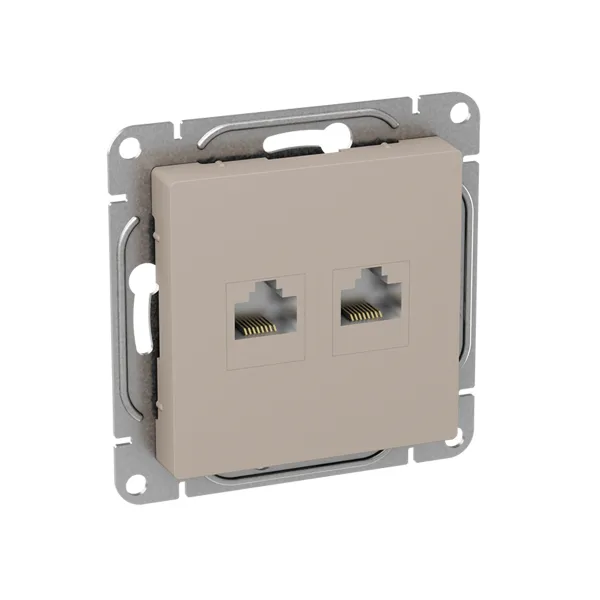 Механизм розетки RJ45 - 2шт, (cat5), кремовый Эпика EKF