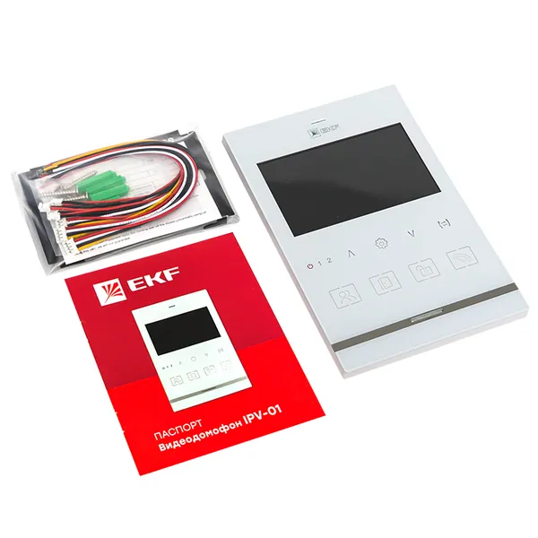 Видеодомофон IPV-01 бел. 4''TFT 4пр. 2 канала IP20 EKF