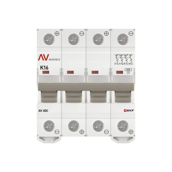Выключатель автоматический AV-6 DC 4P 16A (K) 6kA EKF AVERES