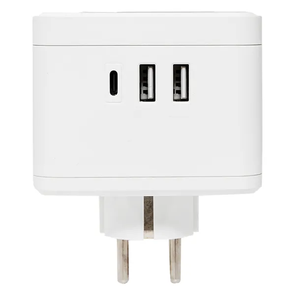 Тройник "Куб" 2 гнезда 2USB 2,4А+Type C + Ночник