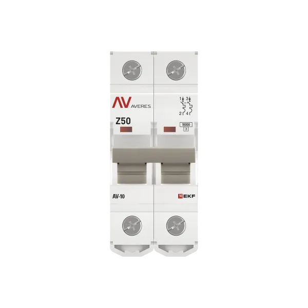 Выключатель автоматический AV-10 2P 50A (Z) 10kA EKF AVERES