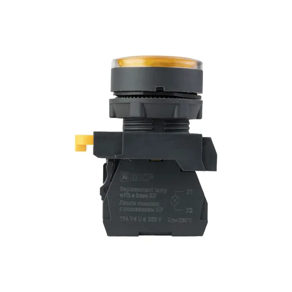 Кнопка SB-27 плоская без фиксации c подсветкой 220V AC 1NC желтая IP65 EKF