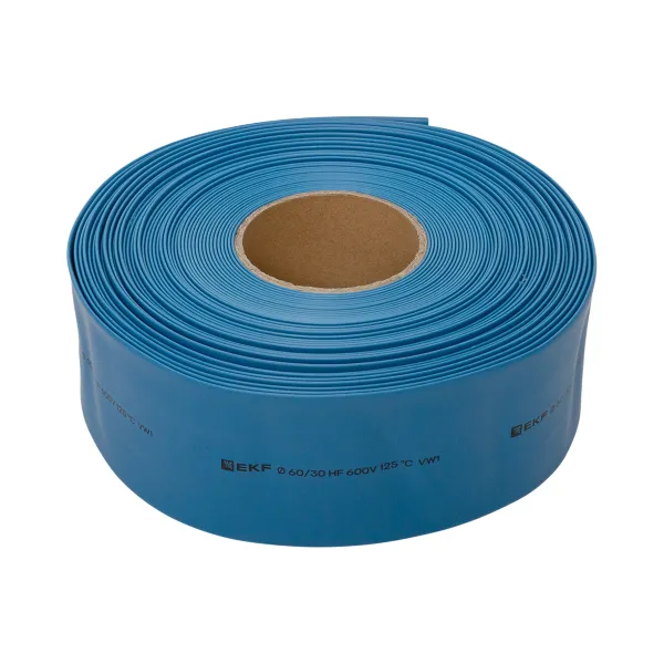 Термоусаживаемая трубка ТУТ нг 60/30 синяя рулон EKF PROxima
