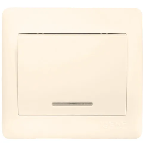 София Выключатель 1-клавишный с индикатором,10А, бежевый EKF Simple