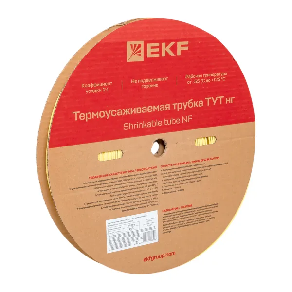 Термоусаживаемая трубка ТУТ нг 2/1 желтая рулон EKF PROxima
