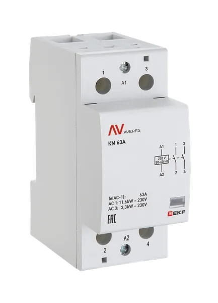 Контактор модульный КМ 63А 2NC 230VAC (2 мод.) AVERES EKF