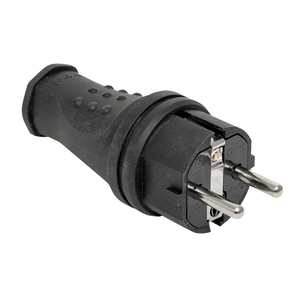 Вилка прямая каучуковая 230В, 2P-PE, 16A, IP44 EKF (5шт)