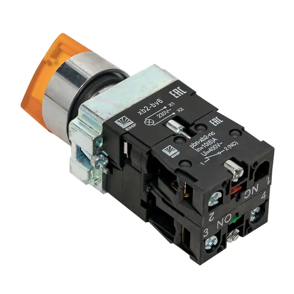Переключатель BD21 2P c желтой подсветкой 230В NO EKF PROxima