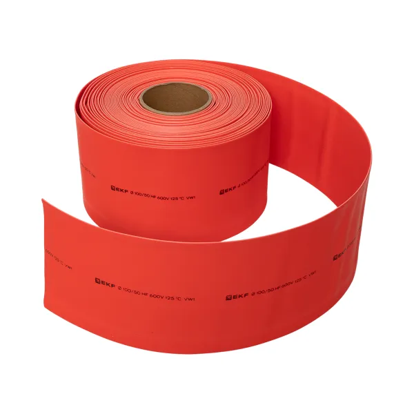 Термоусаживаемая трубка ТУТ нг 100/50 красная рулон EKF PROxima