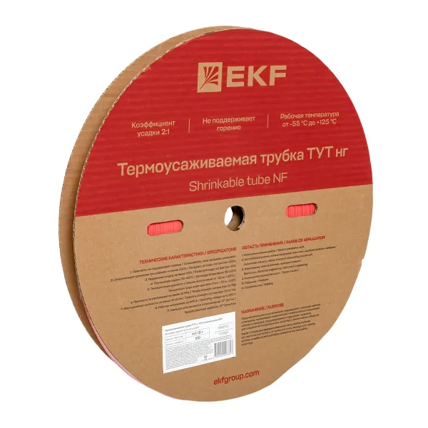 Термоусаживаемая трубка ТУТ нг 12/6 красная рулон EKF PROxima