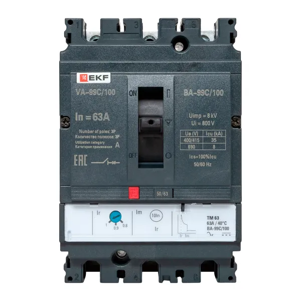 Выключатель автоматический ВА-99C 100/63А 3P 35кА EKF