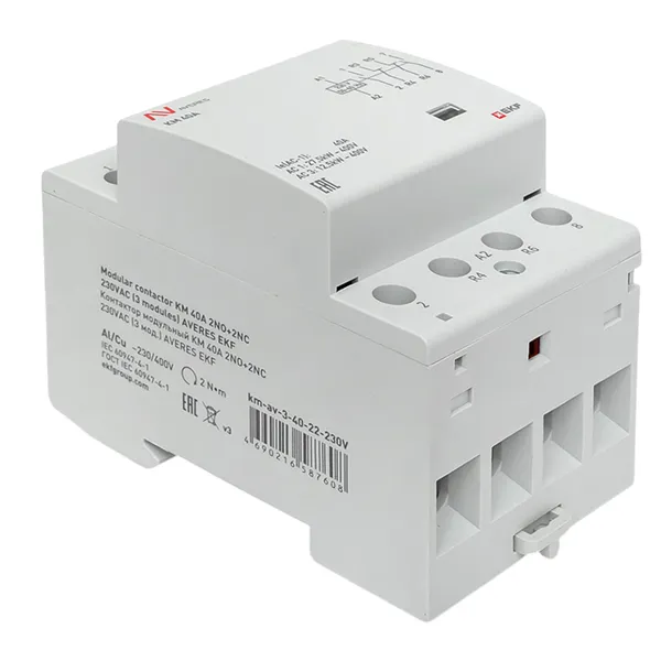 Контактор модульный КМ 40А 2NO+2NC 230VAC (3 мод.) AVERES EKF