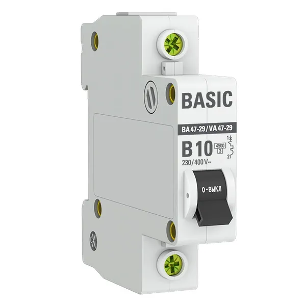 Автоматический выключатель 1P 10А (B) 4,5кА ВА 47-29 EKF Basic (2 шт)