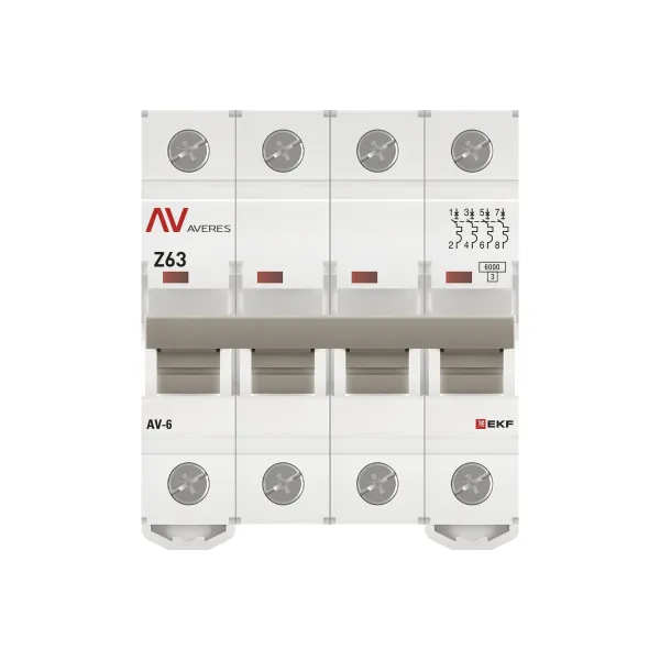 Выключатель автоматический AV-6 4P 63A (Z) 6kA EKF AVERES