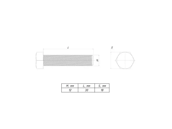 Болт шестигранный М12х30 DIN 933 EKF