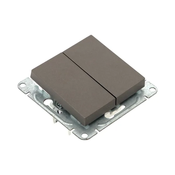 Механизм выключателя, двухклавишный, мокко Эпика EKF