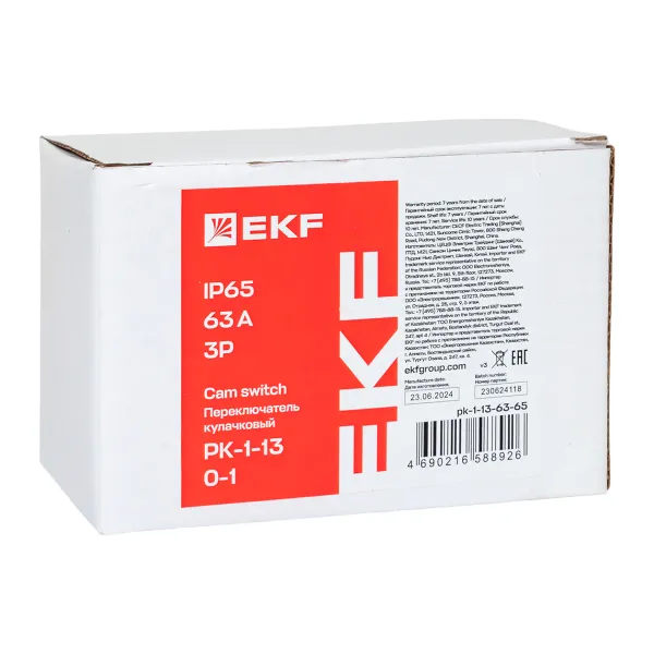 Переключатель кулачковый ПК-1-13 63А 3P «0-1» IP65 EKF