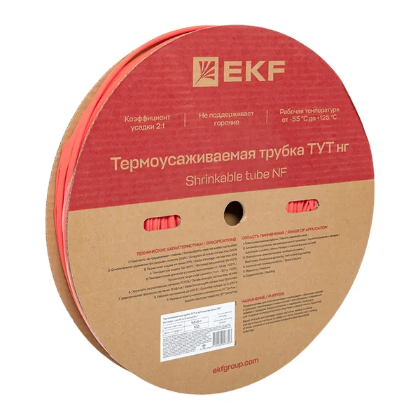 Термоусаживаемая трубка ТУТ нг 6/3 красная рулон EKF PROxima