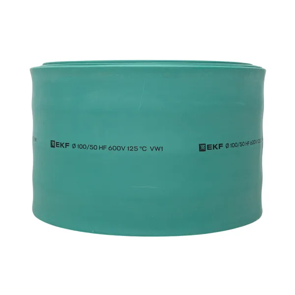 Термоусаживаемая трубка ТУТ нг 100/50 зелёная рулон EKF PROxima